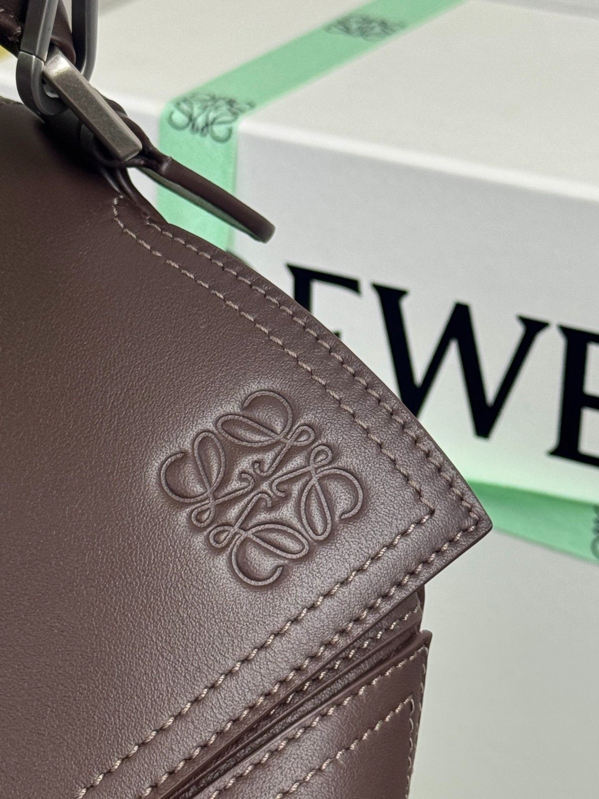 L0ew* Large Puzzle Biker bag in shiny calfskin